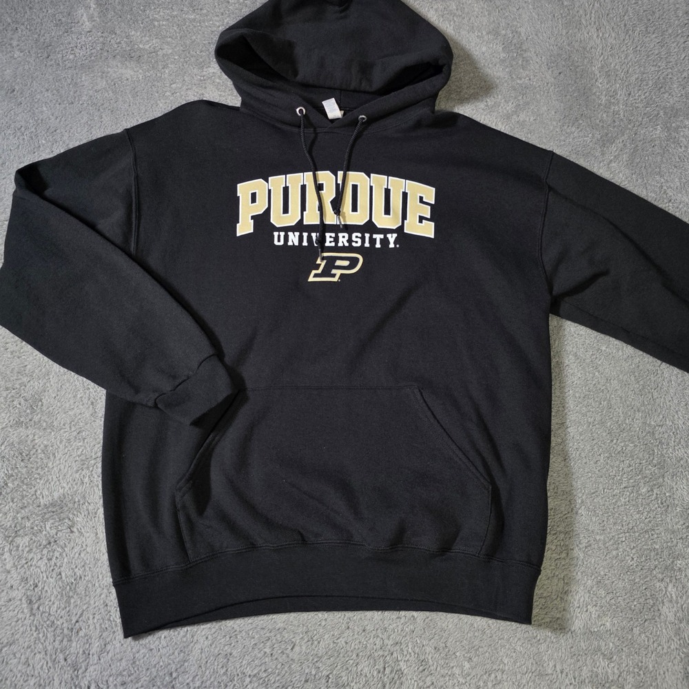 Jerzees‎ Mens Large Purdue University Hoodie Black NuBlend Graphic Sweatshirt